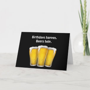 Cervezas de cumpleaños con tarjeta negra