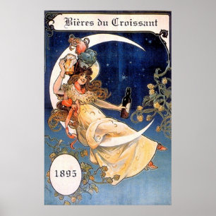 Cervezas del Croissant 1895 Impresión Vintage