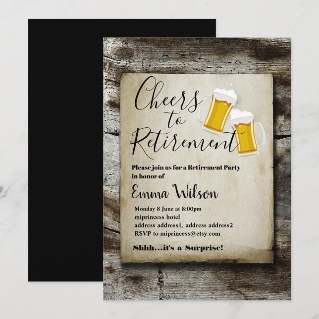 cervezas, vítores, invitación a la jubilación (Anverso / Reverso)