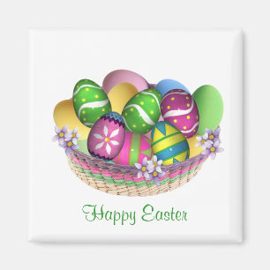 Cesta con el imán de los huevos de Pascua