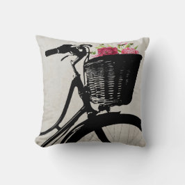 Cesta de bicicletas con Cojín decorativo Peonies