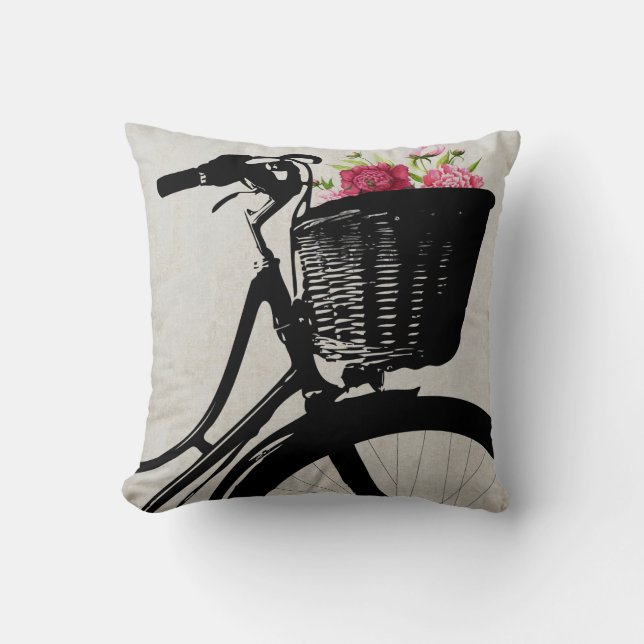 Cesta de bicicletas con Cojín decorativo Peonies (Anverso)
