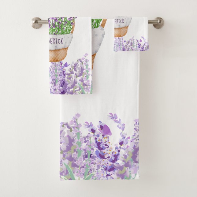 Cesta de flores de lavanda personalizadas púrpura  (In situ)