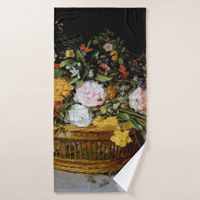 Cesta de flores, Jan Brueghel el joven (Toalla de baño)