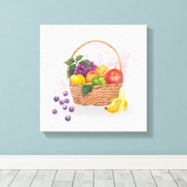 Cesta de Frutas Vibrantes Arte Acuarela