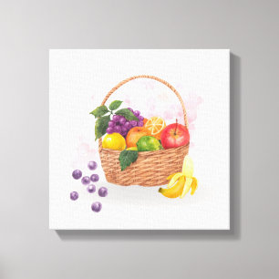 Cesta de Frutas Vibrantes Arte de Acuarela