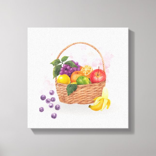Cesta de Frutas Vibrantes Arte de Acuarela (Anverso)