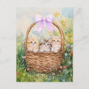 Cesta de gatitos - postal