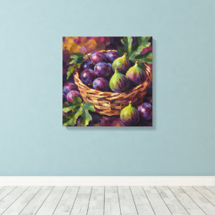 Cesta de Higos y Ciruelas Pintura al Óleo Arte