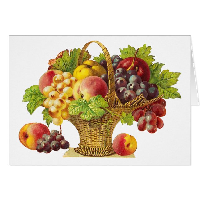 Cesta de los melocotones y de frutas - arte del (Anverso (Horizontal))