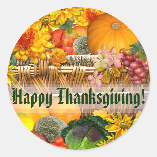 Cesta de otoño ~ Sello para sobres/pegatina (Anverso)