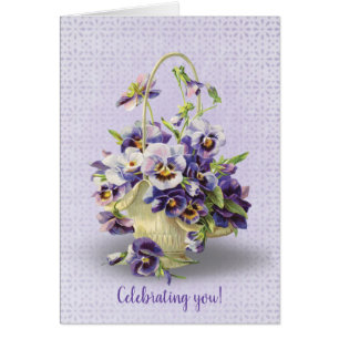 cesta de pansy de cumpleaños