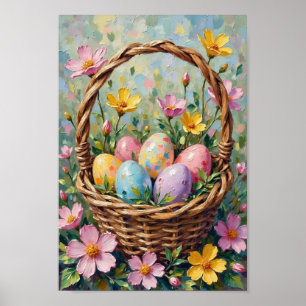 Cesta de Pascua Vintage Arte de Primavera