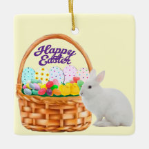 Cesta de Pascua y el ornamento de conejo
