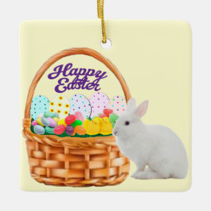 Cesta de Pascua y el ornamento de conejo