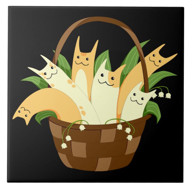 cesta de tejas de cerámica para gatos (Frente)