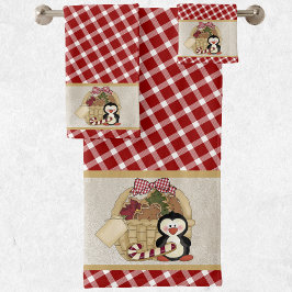 Cesta de vacaciones retro de pingüino