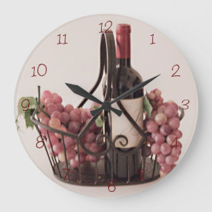Cesta del Reloj de Pared con Vino y Uvas