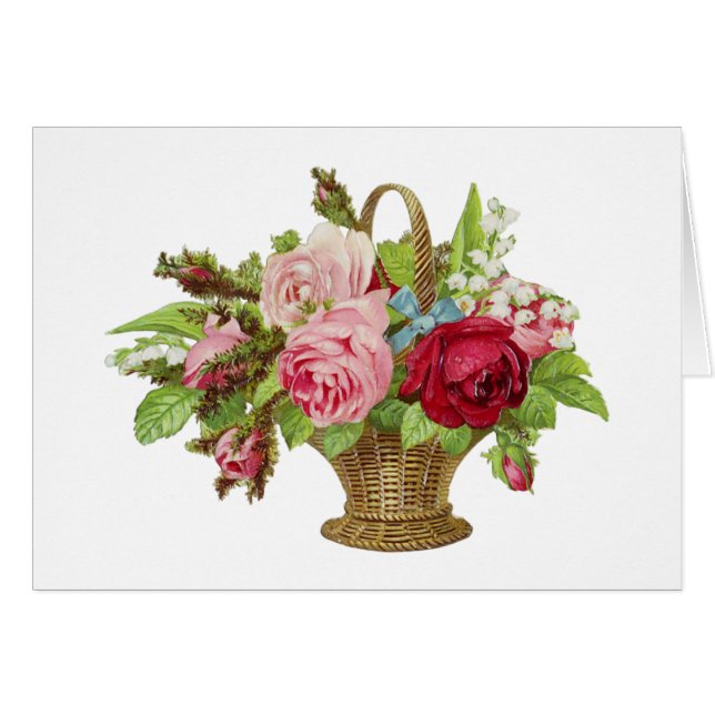 Cesta subió vintage de la flor (Anverso (Horizontal))