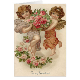 Cesto de ángel querubín Cupido rosas rosa