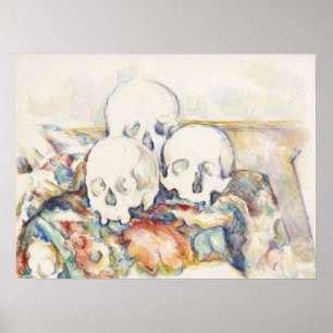 Cezanne Los tres cráneos Póster de arte vintage