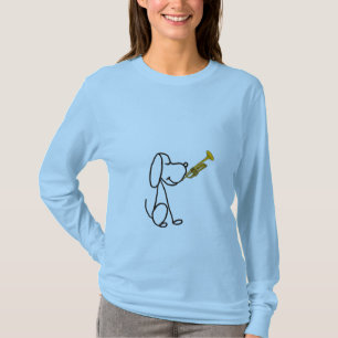 CG perro que juega la camisa de la trompeta