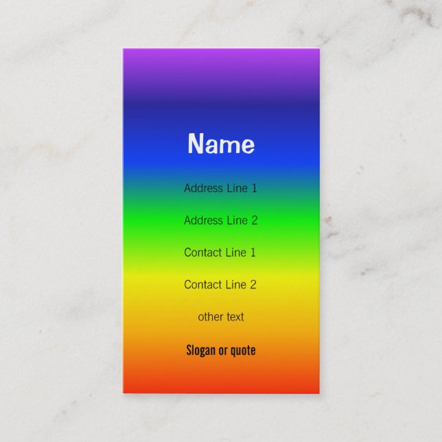 Chakra colorea la tarjeta de visita del arco iris (Anverso)