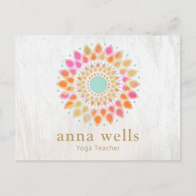 Chakra Lotus Mandala Yoga Teacher tarjeta de visit (Anverso)
