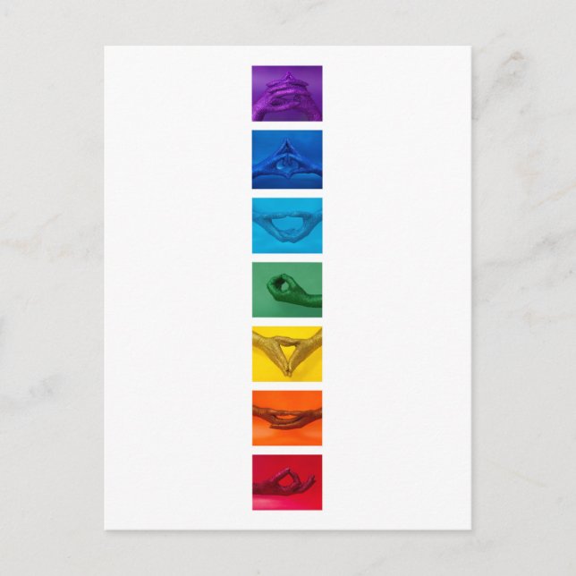 Chakra Mudra Purpurina mano postal vertical (Anverso)