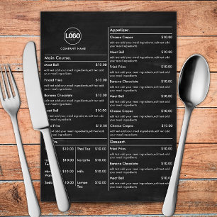 Chalboard Restaurante Mesa Menú Tarjetas de menú N