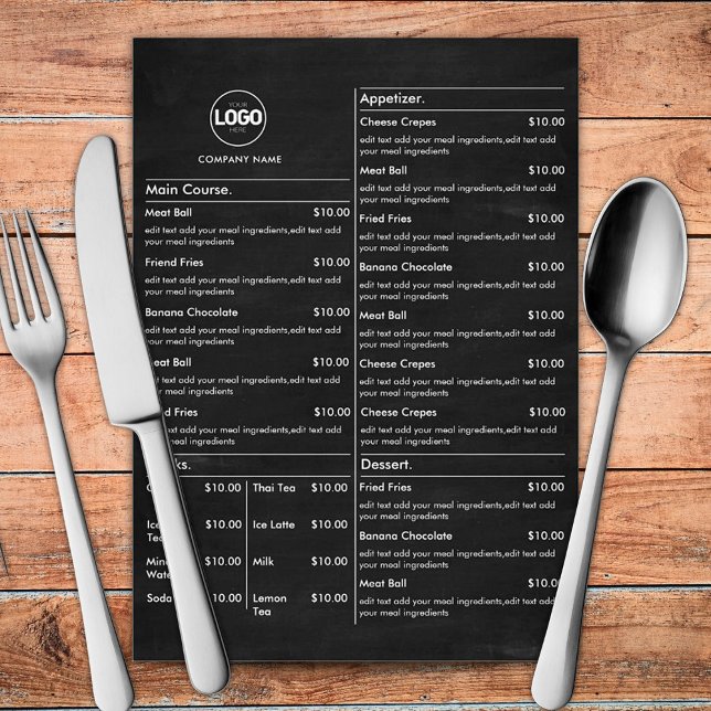 Chalboard Restaurante Mesa Menú Tarjetas de menú N (Subido por el creador)