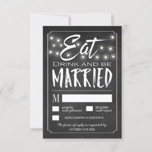 Chalk Come Bebida y sé casada con tarjetas RSVP