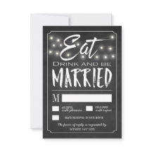 Chalk Come Bebida y sé casada con tarjetas RSVP
