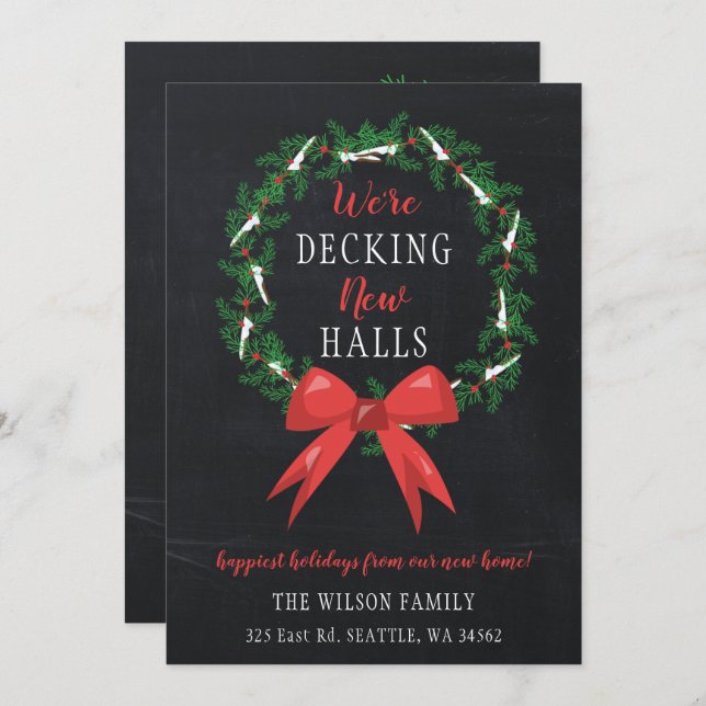 Chalk Decking The New Halls Moving Invitación (Anverso / Reverso)