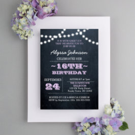 Chalk Lights Lavender Invitación Sm 16th Birthday