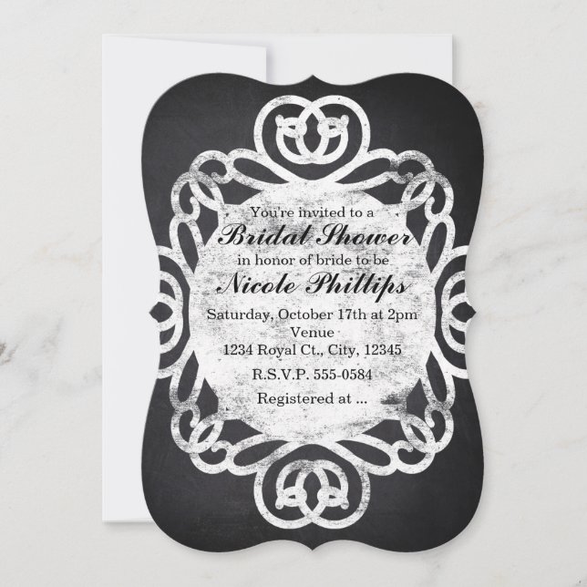 Chalk Vintage Frame Bridal Shower Invitaciones (Anverso)
