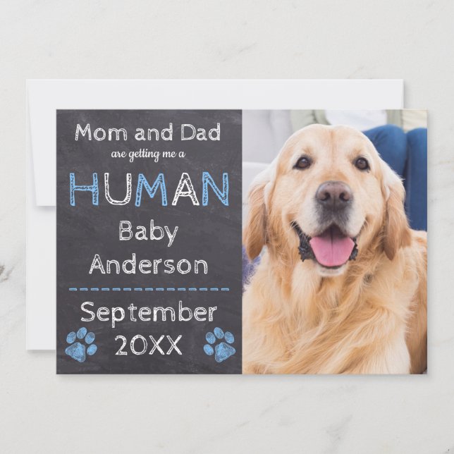 Chalkboard Baby Dog Invitación de Embarazo (Anverso)