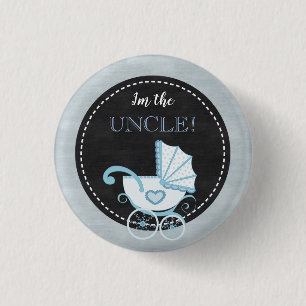 Chalkboard Baby Shower Blue Soy el botón tío