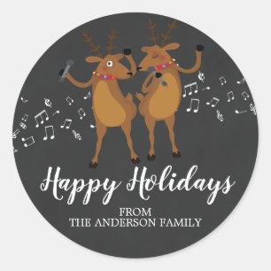 Chalkboard Bailando a los renos Pegatina de Navida