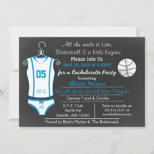 Chalkboard Basketball Lingerie Shower Invitaciones