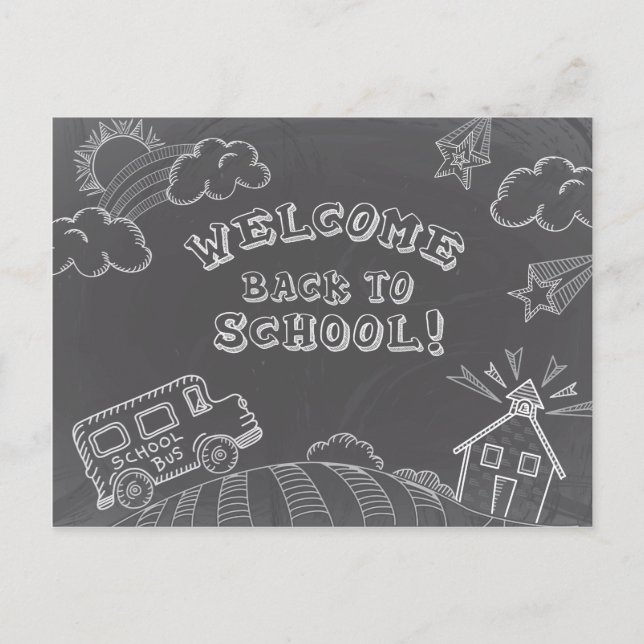 Chalkboard Bienvenido de vuelta a la postal escola