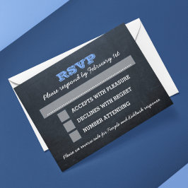 Chalkboard Blue Bar Mitzvah Big RSVP con opciones