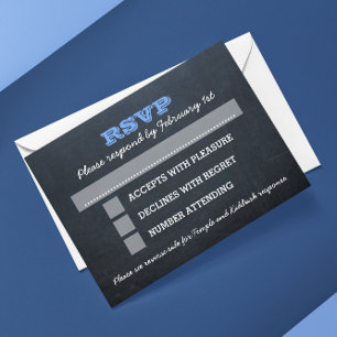 Chalkboard Blue Bar Mitzvah Big RSVP con opciones