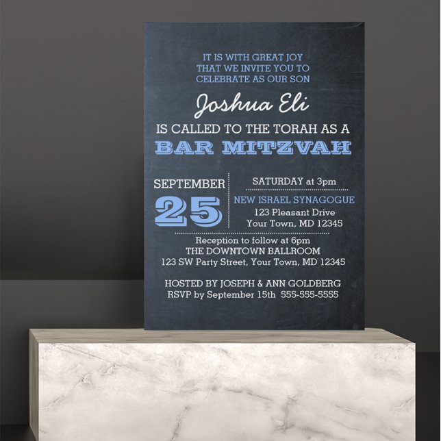 Chalkboard Blue Photo Bar Invitación Mitzvah (Subido por el creador)