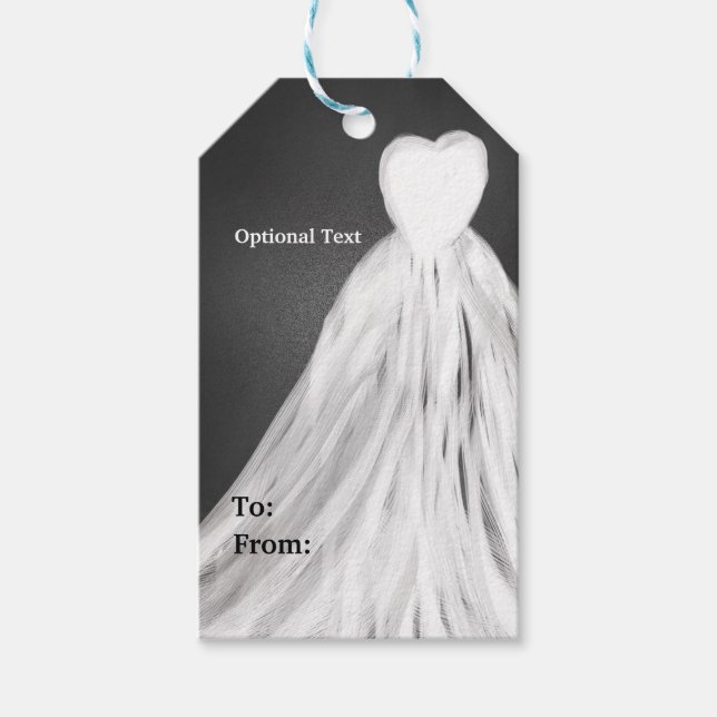 Chalkboard Boda Vestido Bridal Shower Etiqueta de  (Anverso)