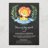 Chalkboard Boy Lion Baby Shower por invitación por