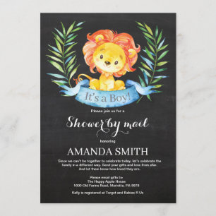 Chalkboard Boy Lion Baby Shower por invitación por