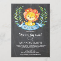 Chalkboard Boy Lion Baby Shower por invitación por