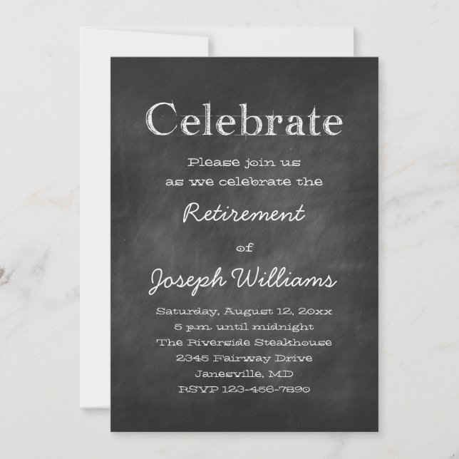Chalkboard celebra invitaciones al partido de reti (Anverso)