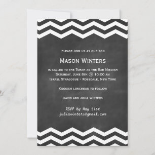Chalkboard Chevron Bar Mitzvah Invitación